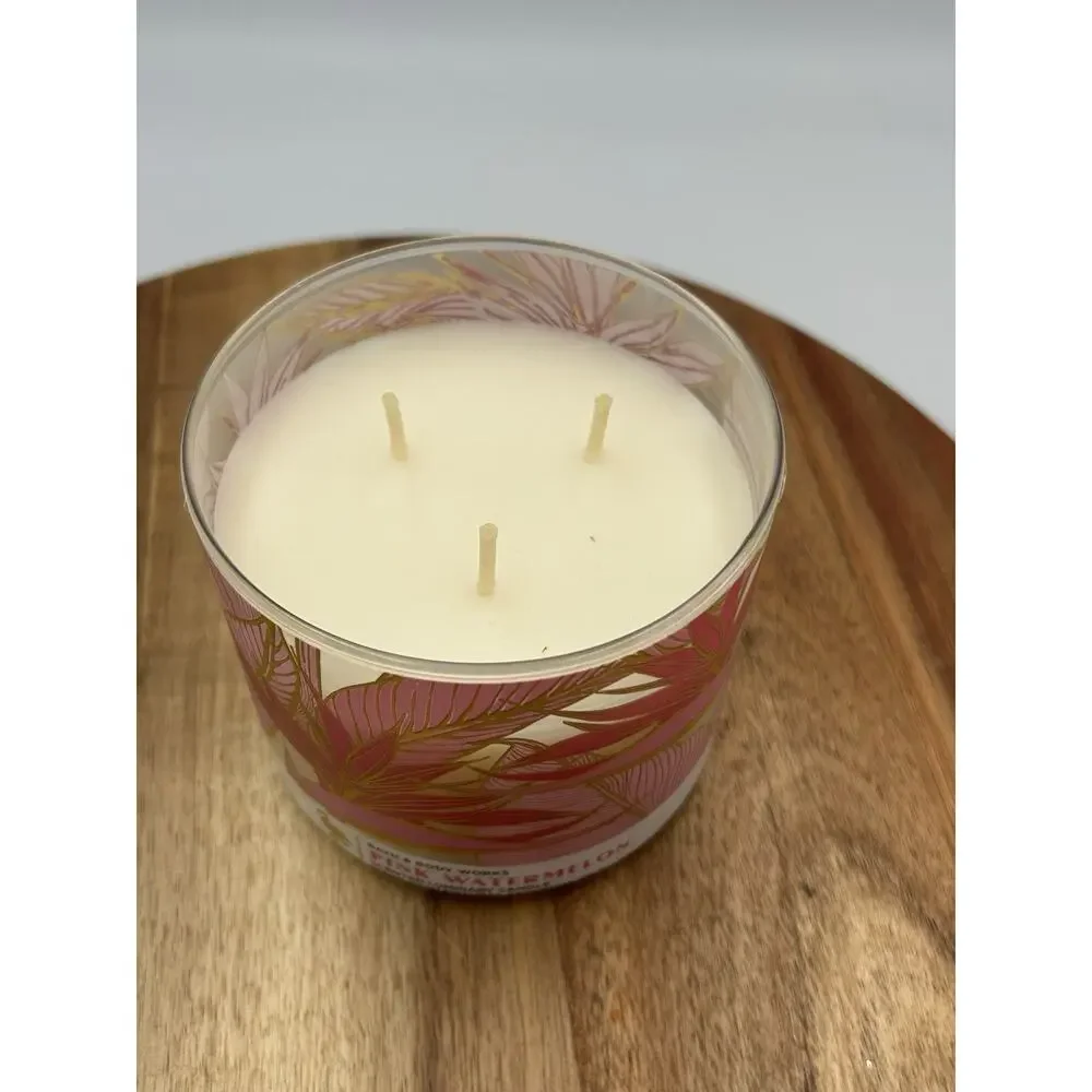 Bath & Body Works Pink Watermelon 3-Wick Candle Large 14.5 oz Scented Summer New